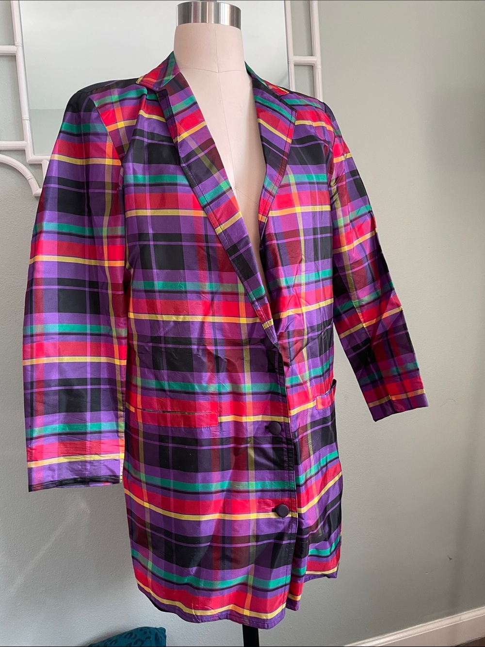 Betsey Johnson Punk Label Purple Multi-Color Plaid Blazer and skirt suit